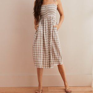 Aerie / American Eagle Plaid Smocked Dress, Dress with Pockets